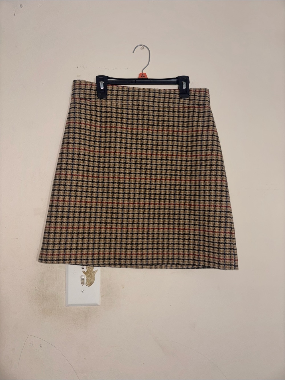 J Crew Skirt Womens 4 Brown Red Glen Check Tweed Lined Wool
Blend A-Line